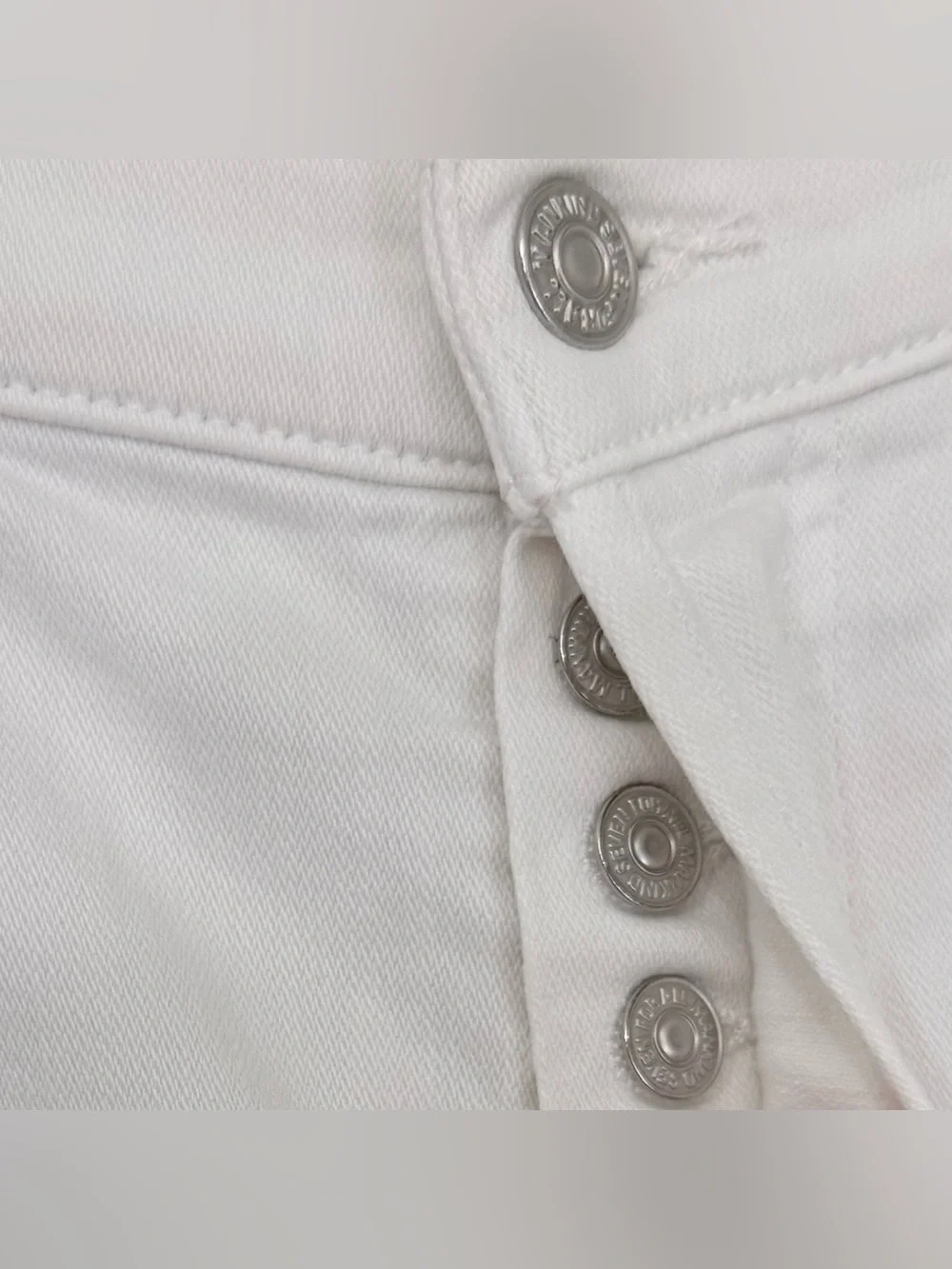 7 For All Mankind Ankle Length Skinny High Rise Button Fly White Jeans Size 29